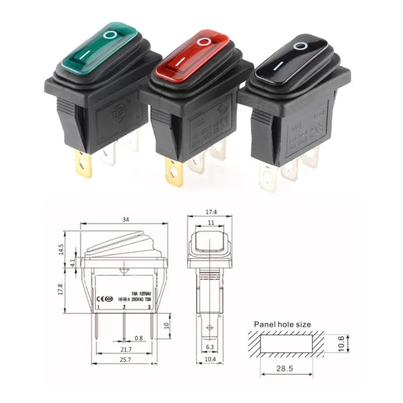 5/20/100PCS 12VLED Light IP67 KCD3 3 Pin  20A On/Off Rectangular Ship Type Long Rocker Switch Waterproof Car Dashboard