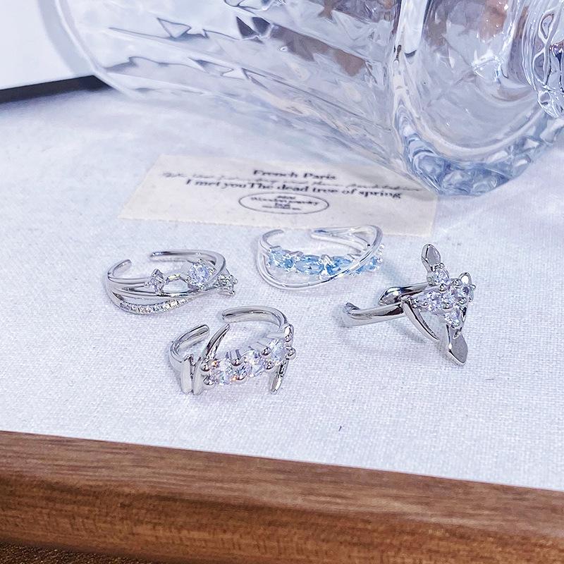 Light Luxury High-End Full Diamond Inlaid Zircon Stacked Wearing Super Flash Super Fairy Row Diamond Opening Ring Niche Design Exquisite Ring