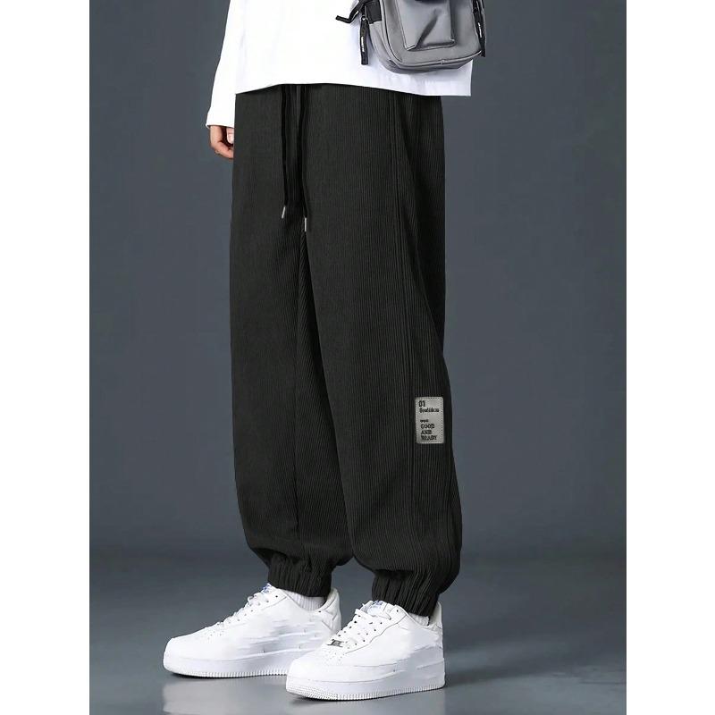 Casual sports corduroy loose trendy brand men's trousers straight multi-pocket overalls