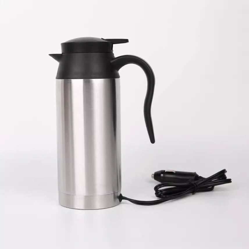 750ML Large Capacity Portable Travel Insulated Bottle Car Electric Hot Water Cup 12V&24V Stainless Steel Heating Water Kettle
