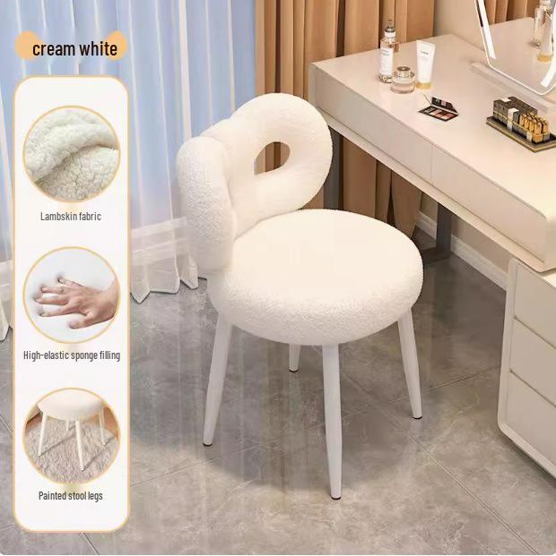 High-End Modern Minimalist Vanity Stool with Lambswool Backrest