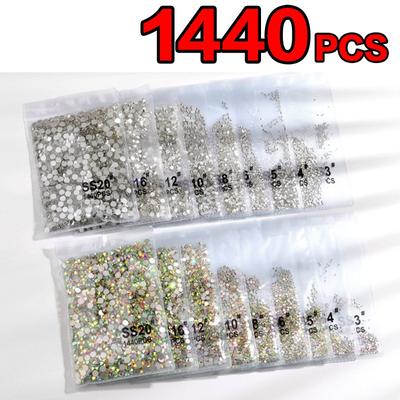 1440st/pack Glitter Rhinestones Crystal AB Non Hot Fix FlatBack Strass sömnad & tyg plagg Strass Nail Art Stone Gör själv hantverk