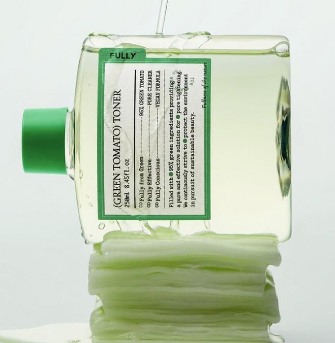 FULLY Tonik z Zielonego Pomidora – 250ml | Zwężanie Porów i Kontrola Sebum | Wegańska Koreańska Pielęgnacja Skóry