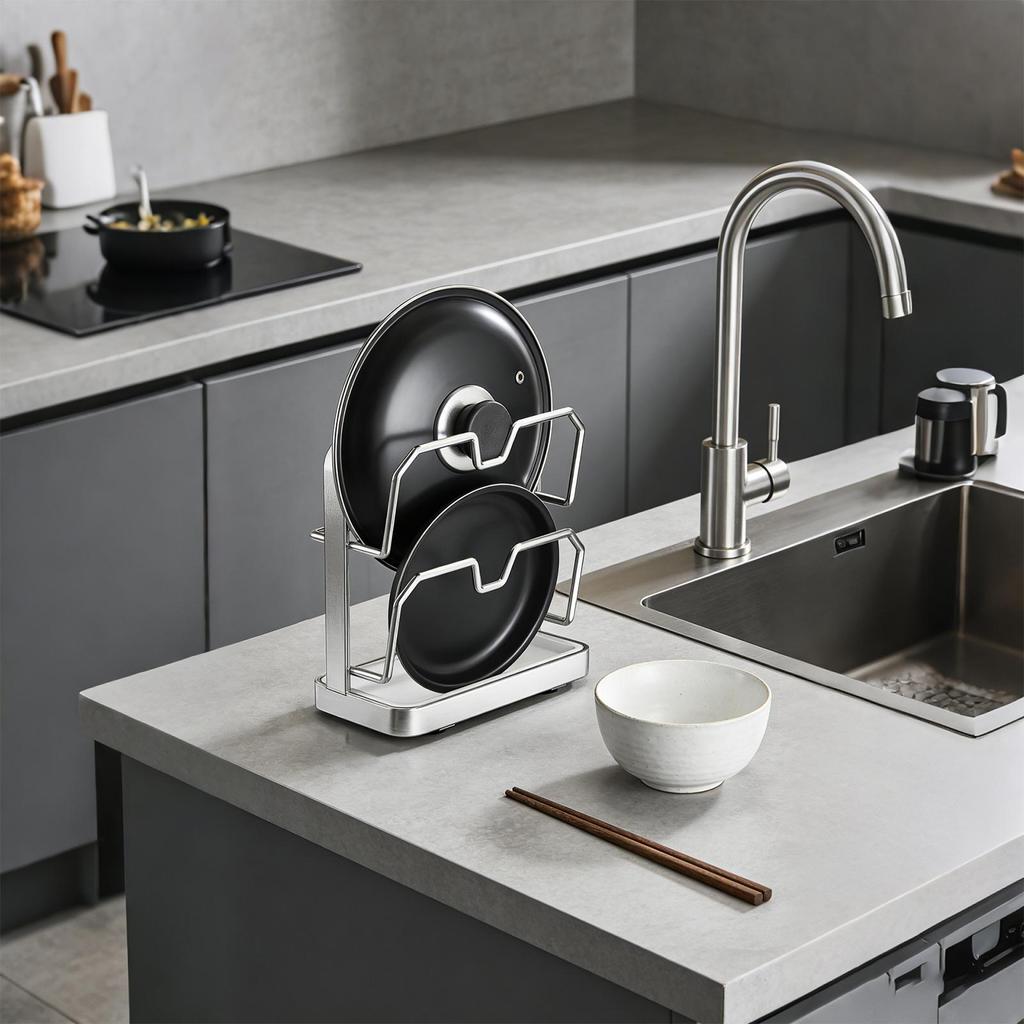 Pot Lid Rack Pan Top Holder Stand Vertical Pot Top Storage Rack For Kitchen Countertop Dining Restaurant Cabinet Sink Pantry