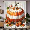 2 piece set HD Autumn chequered pumpkin decorative curtain White tie digital printed curtain Home Decoration style Decoration li