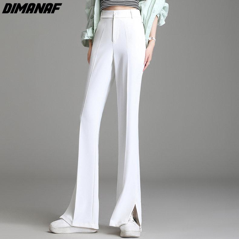 

DIMANAF женские 2023 новые большие размеры в летнем стиле с высокой талией расклешенные длинные брюки 5XL белые