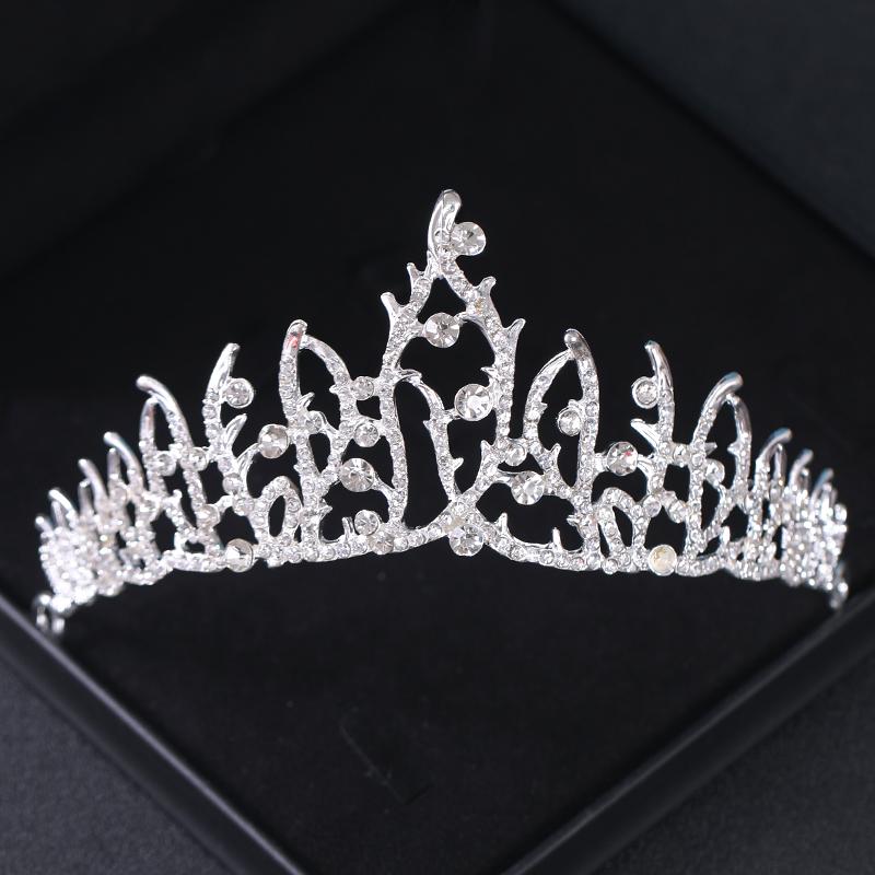 Silver Color Crystal Bridal Tiaras And Crowns Rhinestone Prom Princess Crown Tiara For Women Wedding Hair Accessories Jewelry
