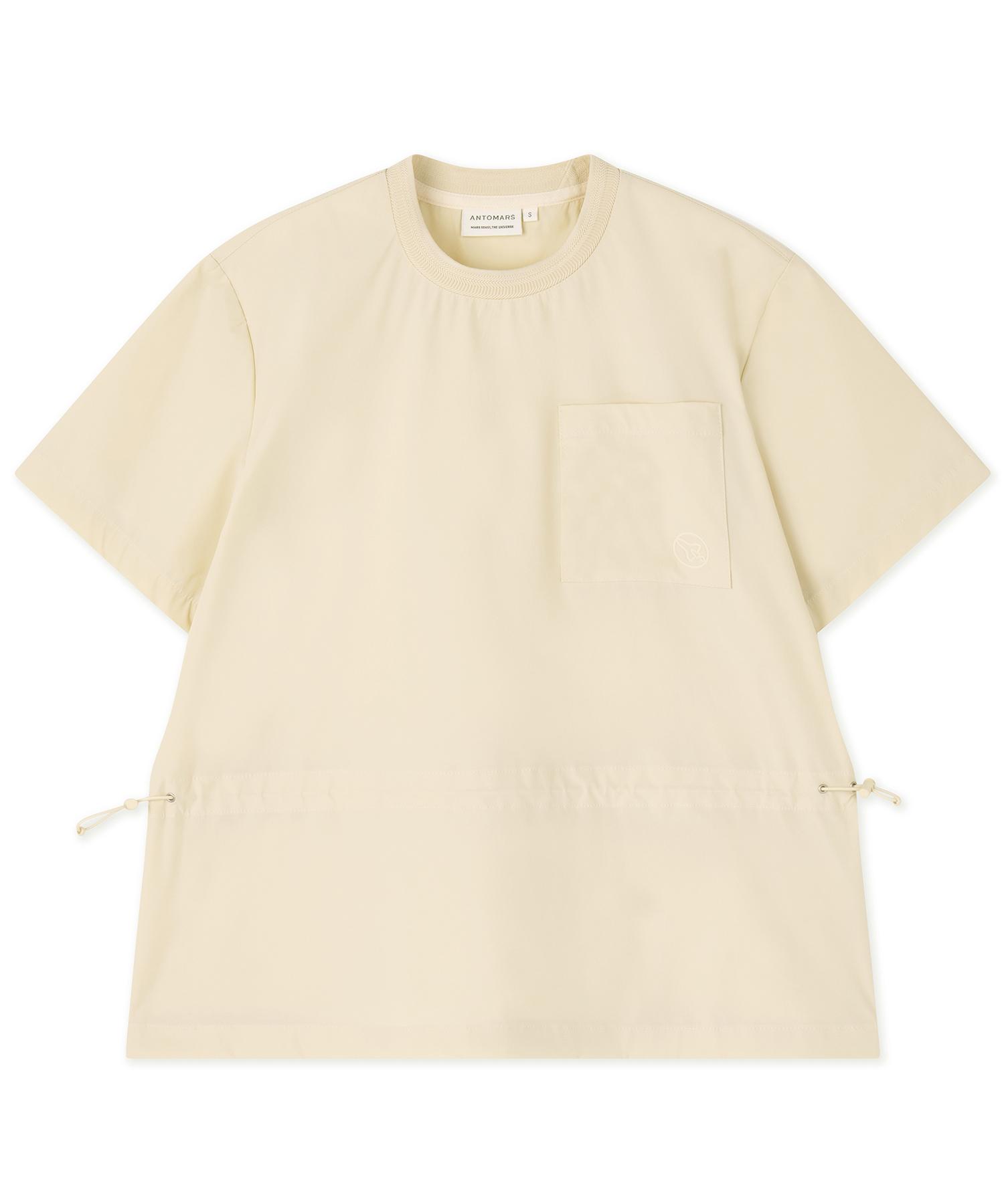 Antomas Woven String Round Neck T-Shirt Women S - Cream Xs