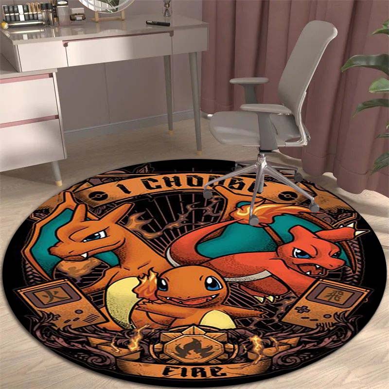 3DPikachu HD Cartoon Round Rug, Suitable for Decorating Living Rooms, Bedrooms, Sofas, and Playrooms; Non-slip Gift.