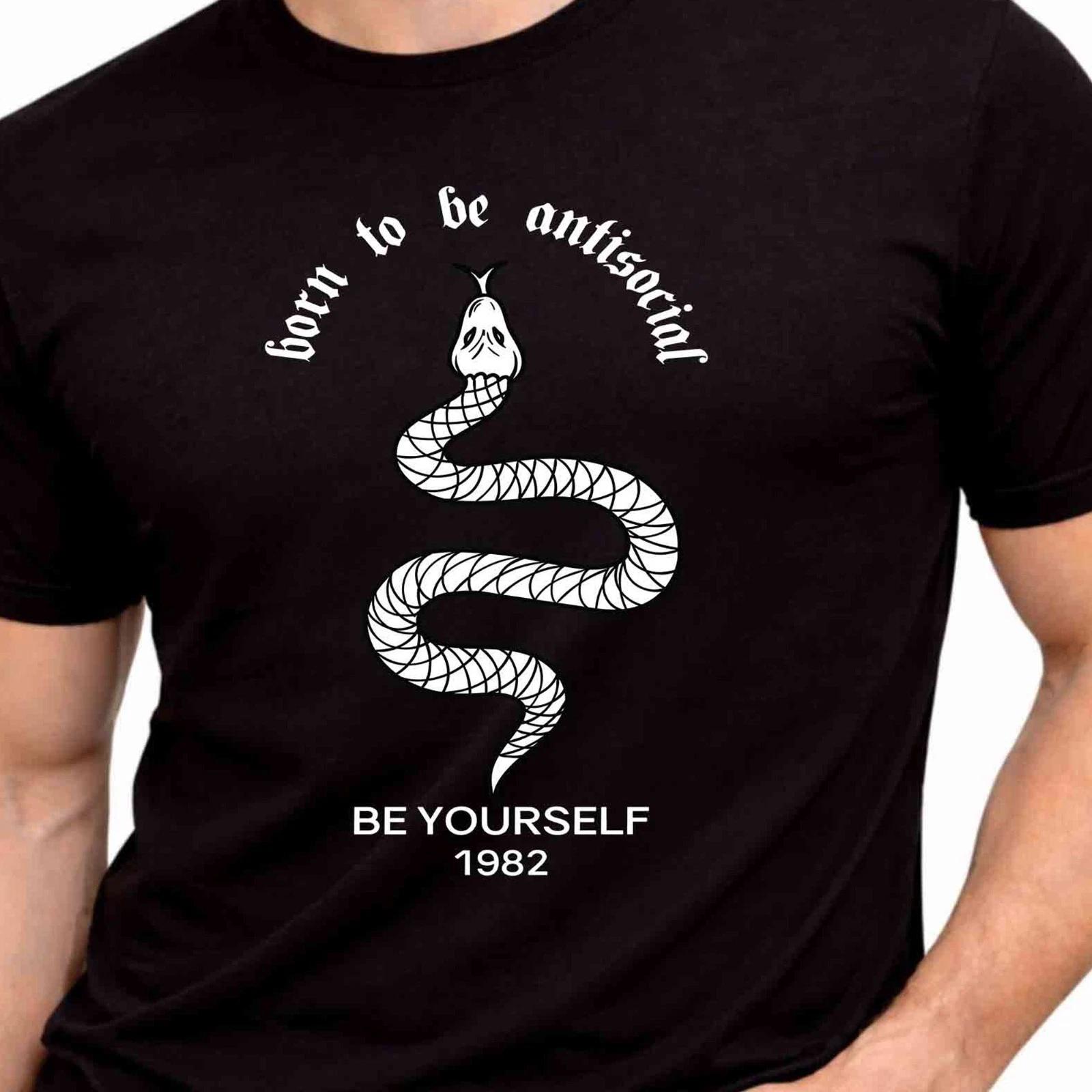 Antisocial Snake Graphic T-Shirt Introvert Rebel Tee Be Yourself Funny Gift XS