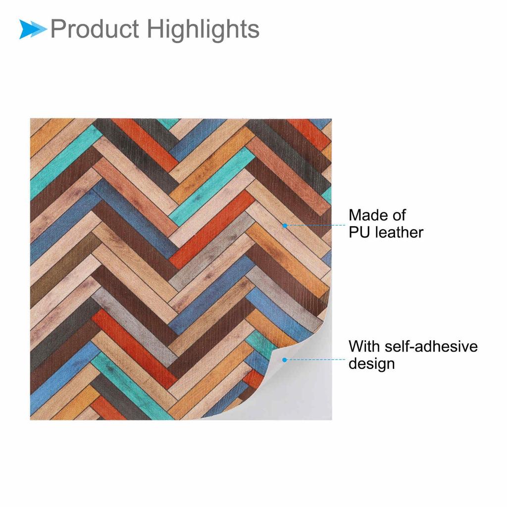 CoCud Dollhouse Flooring, 3.94" Square, PU Self-Adhesive Wood Grain Flooring for Miniature Dollhouses, Peel and Stick (Colorful) - (Use: Dollhouse