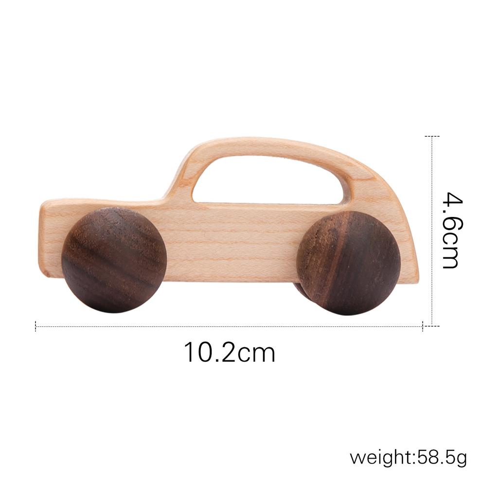Walnut Wood Mini Colorful Car, Children Early Education Educational Wooden Building Block Toy, Infant Toddler Push Cart