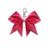 Shiny Leather Bow Keychain with Rhinestones - Fashionable Gift Charm