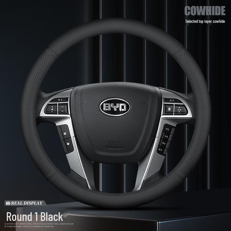 Genuine Leather Steering Wheel Cover for BYD Han, Yuan, Song Pro, Qin Plus/DMI, Han EV, Song Max
