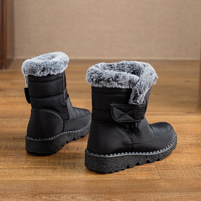 Women's Winter New Style Snow Boots Women's Fleece-Lined Thickened Warm Cotton Boots Large Size Flat-Sole Waterproof Cotton Boots