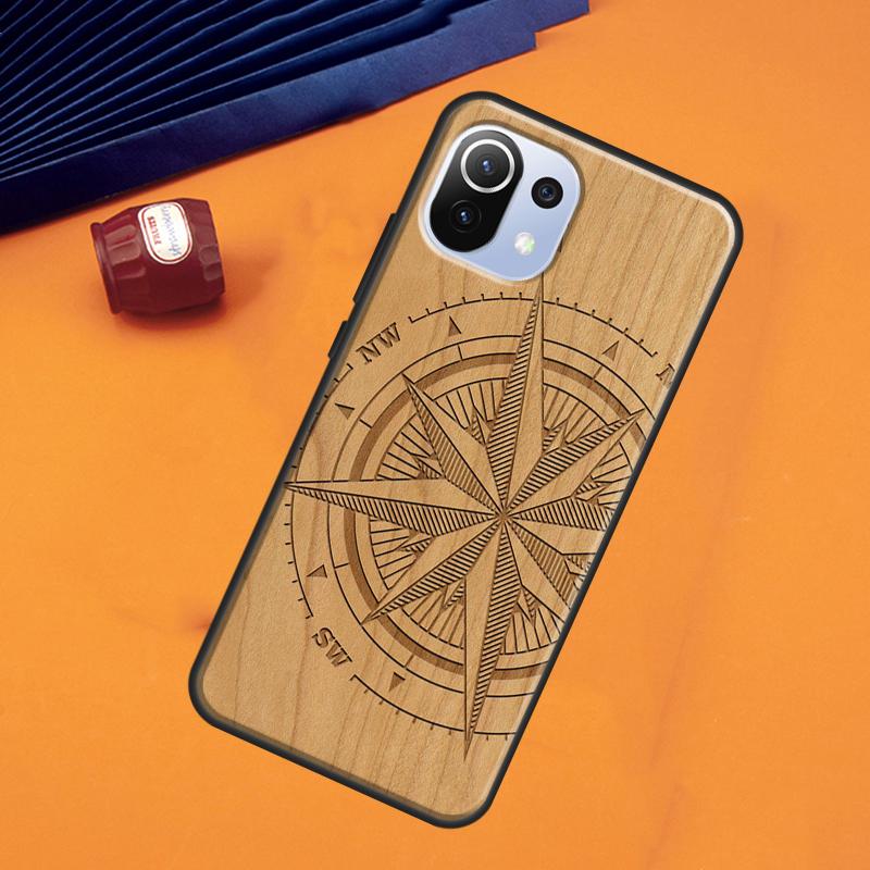 

Leopard Print Compass Wood Case For POCO F5 X3 X5 Pro F3 F4 X4 GT M5s C40 Cover For Xiaomi 13 11T 12T Pro 12 Lite 12X POCO X3 Pro