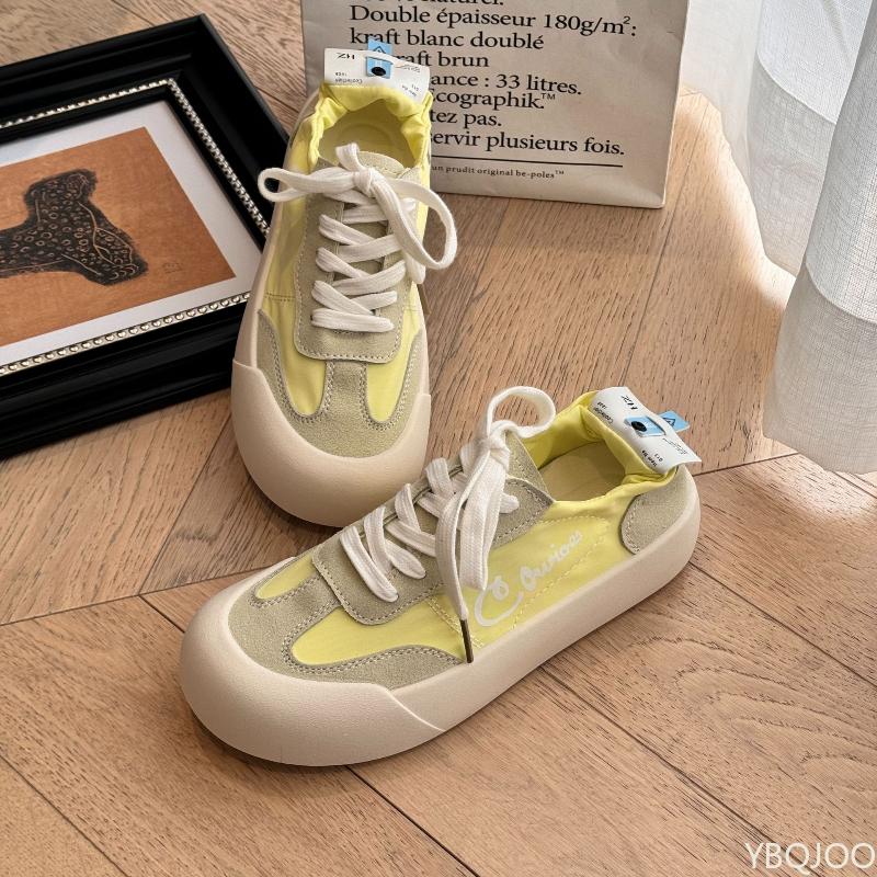 Thick Soled Female Student Trendy Flat Shoes for Spring and Summer  New Women's Board Shoes Lace Up Round Toe Casual  Shoes