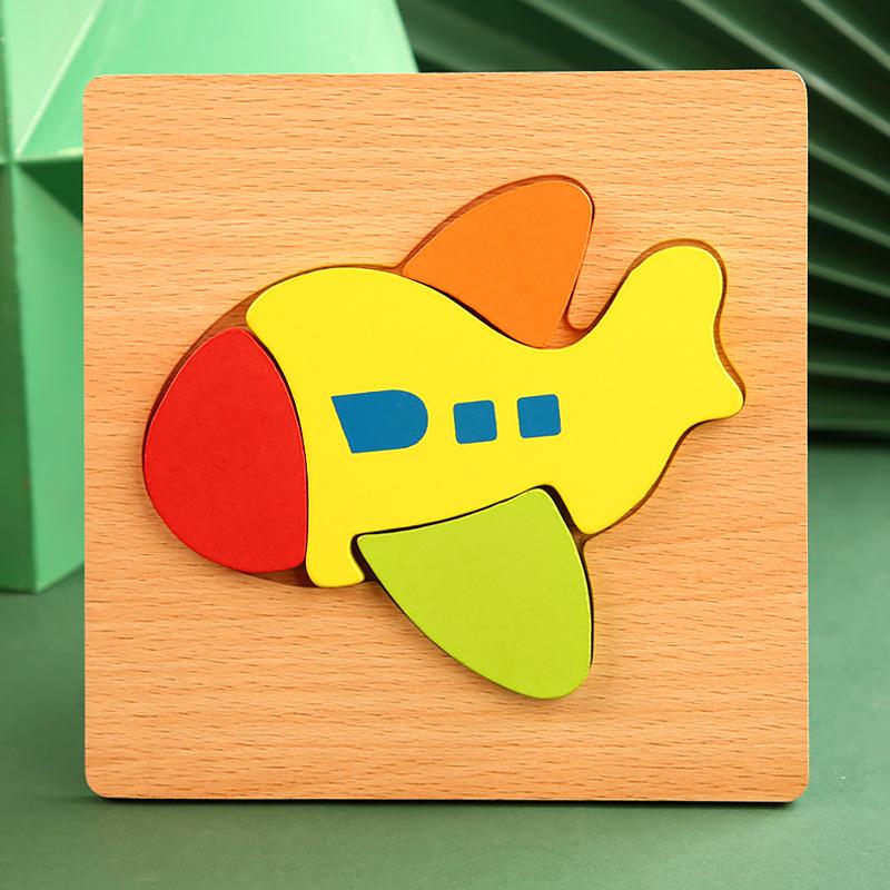High Quality 3D Wooden Puzzle Baby Cartoon Animal Traffic Jigsaw  Early Learning Cognition Game Puzzle Toys for Children