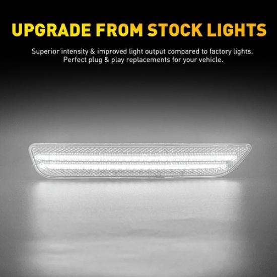 Clear Lens Front Bumper LED White Side Marker Lights For 2010-2014 Ford Mustang