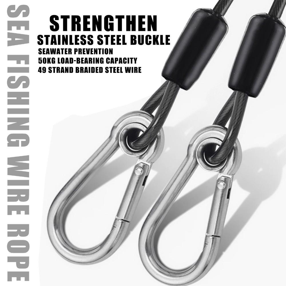 1.5-3M Safety Rope Stainless Steel Gear Tether Gear Protection Fishing Lanyard  Outdoor Activities