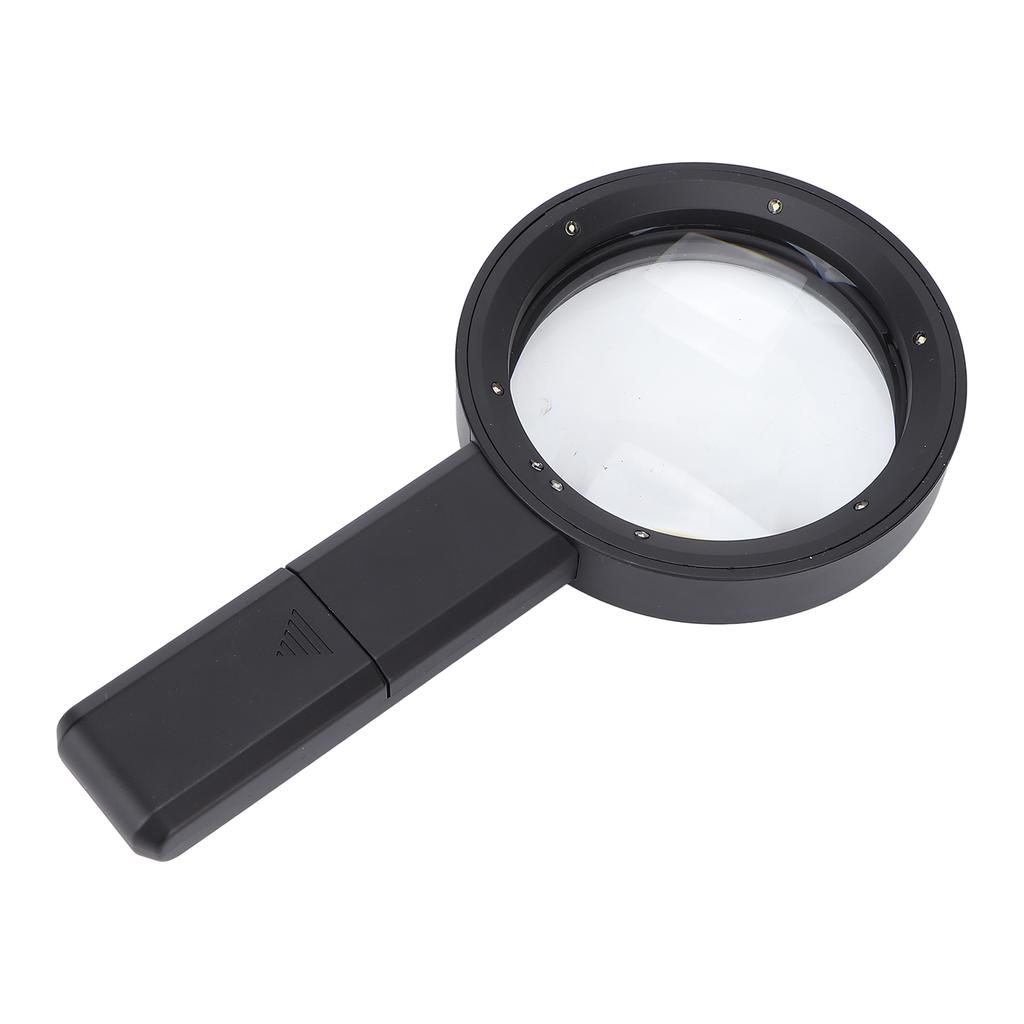 5X 10X Handheld Magnifying Glass Ergonomic Handle 6pcs LED Light Reading Magnifier for Elder
