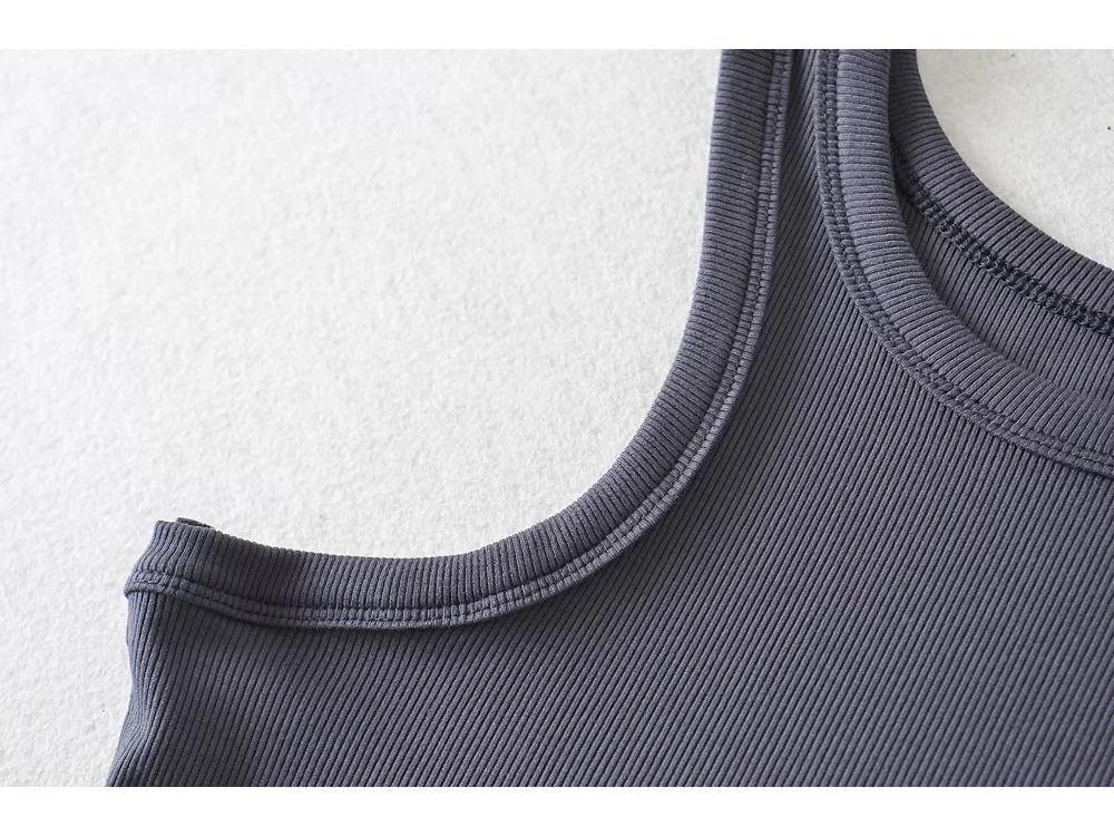 Amerikanisches Sommer Slim Fit Spaghetti-Träger Rundhals Tanktop für Damen