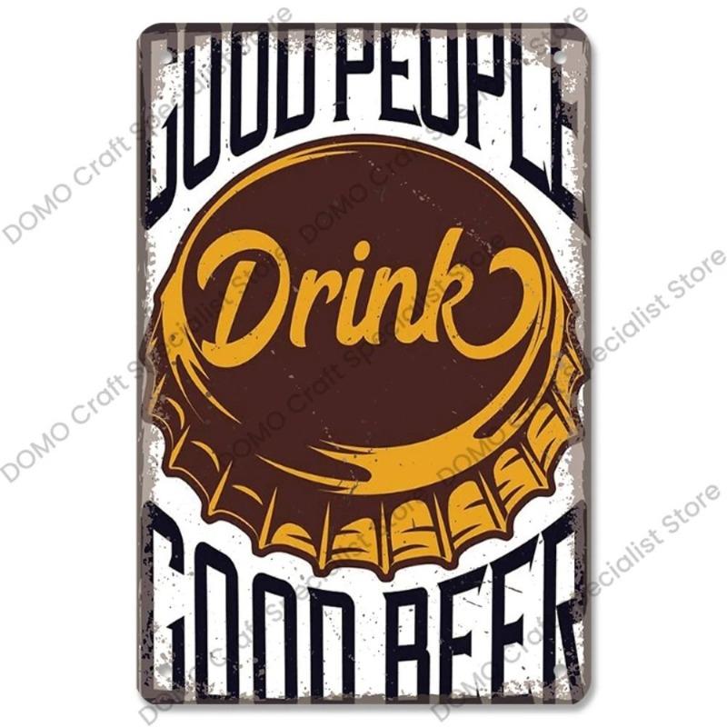 Vintage Beer Metal Sign, New Year Pub Decor Plaque