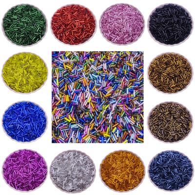Home Party Supplies Glass Tube Craft DIY Jewelry Making Necklace Bracelet Acrylic Wholesale Colorful Glossy 200Pcs 2*7mm Loose Beads