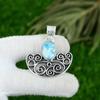 Sterling Silver Oval Larimar Gemstone Birthday Elegant Wedding Pendant Jewelry