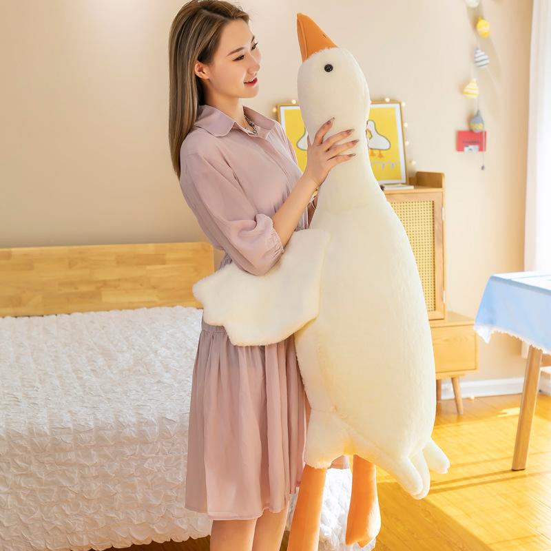 Big White Goose Lying on The Pillow Plush Toy Duck Big Goose Doll Pillow Rag Doll Birthday Gift for Women