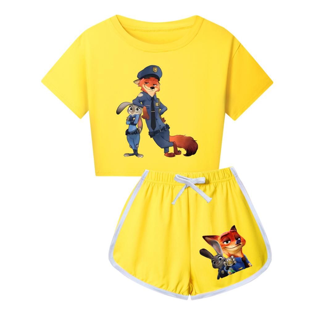 Kids Summer Sport T-Shirt And Shorts 2 Piece Outfit Tracksuit Set Short Sleeve Print Crop Tops With Clothing Set