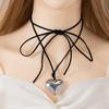 Black Velvet Chain Big Heart Pendant Necklace For Women Trendy Elegant Choker Necklace  Fashion Jewelry Accessories