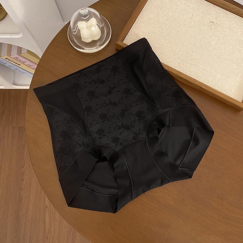 Ladies Summer Light Luxury Light Belly Lift Hip Lace Splicing High Waist No Scar Ice Silk 10A Antibacterial Crotch Triangle Briefs