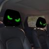 2PCS Funny Halloween Car Headrest Cover Decor Big-eyed Cartoon Print Headrest Cover Creative Car Seat Headcover