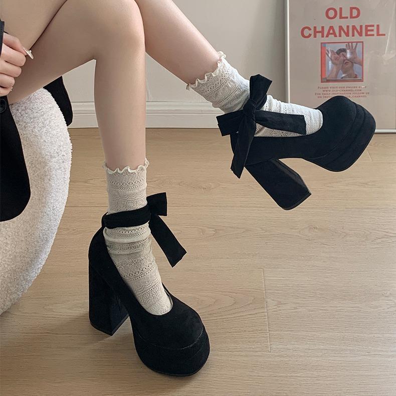 Internet Celebrity Pink French Retro Thick Heel Mary Jane High Heels Women's 2025 New Spring and Autumn Light Mouth Small Fragrant Single Shoes