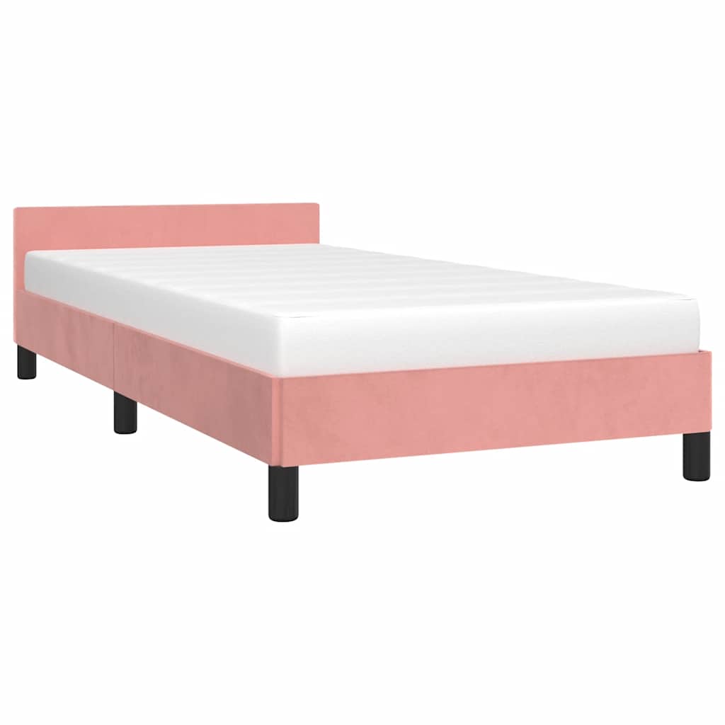 Vidaxl Rama Łóżka Z Zagłówkiem Bez Materaca, Różowa 90X200Cm Aksamitna