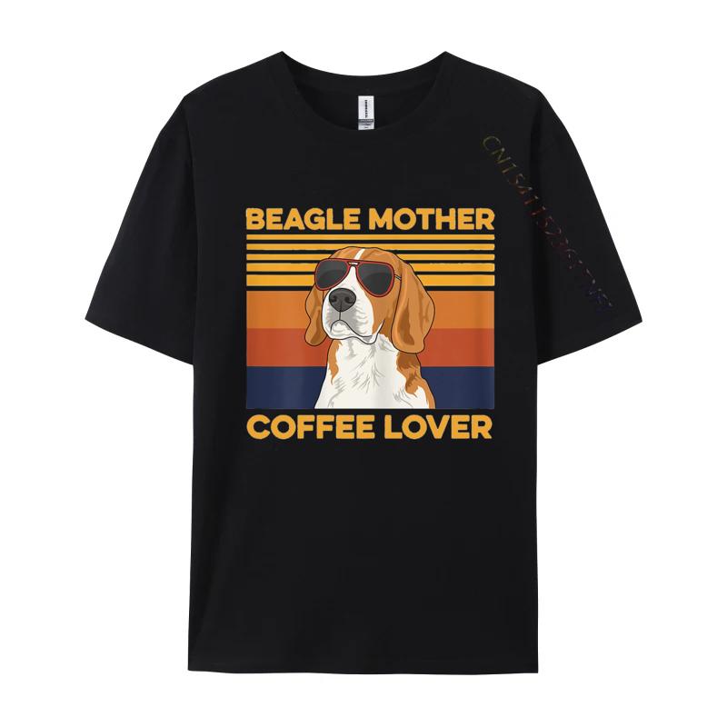 Mens TShirt Beagle Mother Coffee Lover Tee Shirt Arts Retro Cotton Clothes Graphic T Shirts 100 Cotton