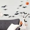 New Style 48PCS 3D Hollow Out Bat Sticker Mix Various Size Black Horror Bat Sticker Halloween Festive Atmosphere Decoration ZYF
