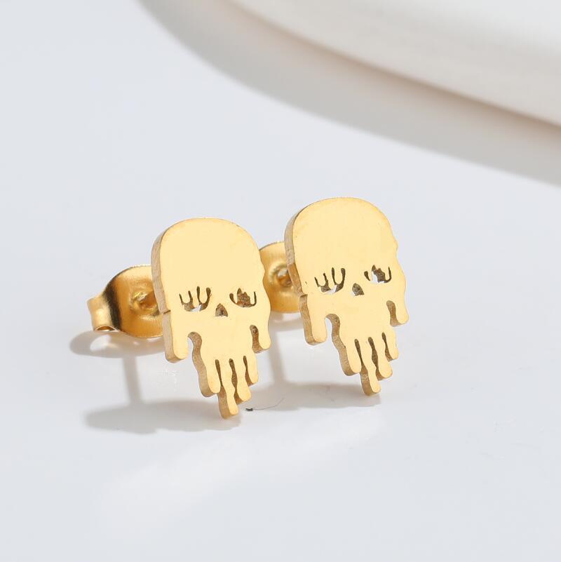 Halloween Bat Stainless Steel Stud Earrings - Minimalist Animal Design for Women, Vintage Christmas Mini Earrings
