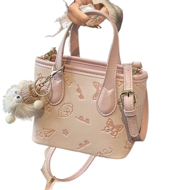 Pink Bucket Bag - Women's Chic Small Crossbody Bag, Light Luxury and Trendy Design