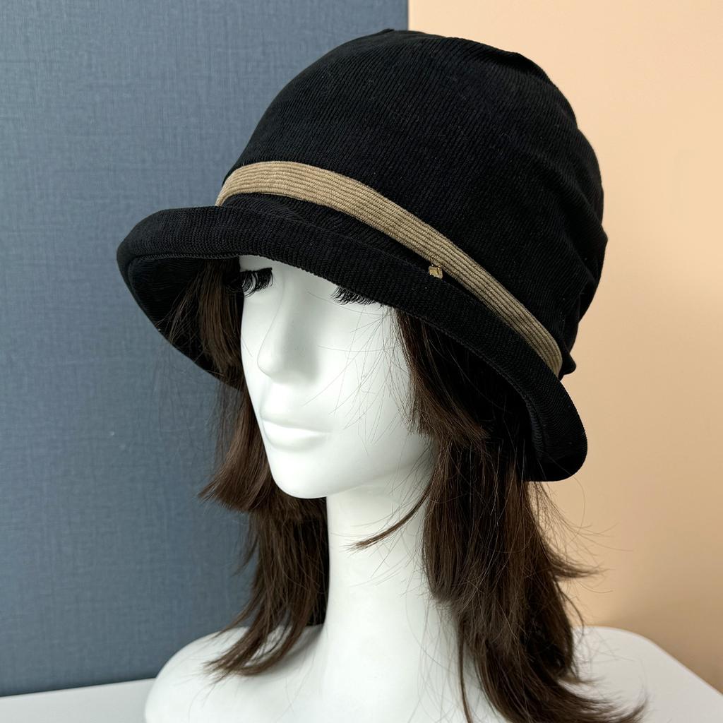 Design Spring Corduroy Fisherman Hat Children Autumn and Winter Casual Versatile Stacking Hat Thermal Basin Hat Show Small Face