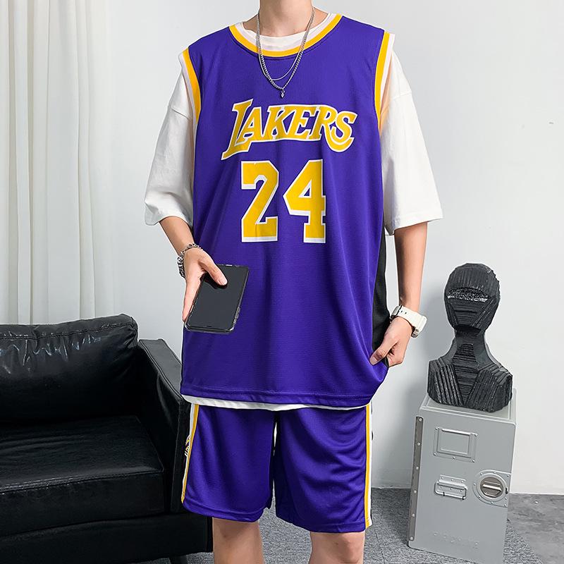 Men's Plus Size Summer Basketball Set: Lightweight Loose-Fit Two-Piece T-Shirt and Shorts