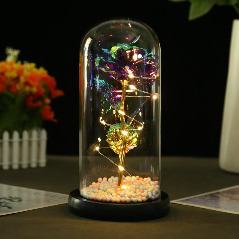 Gold Rose Glass Cover Ornament, Creative Mother's Day Valentine's Day Gift, Simulated Flower Ornament