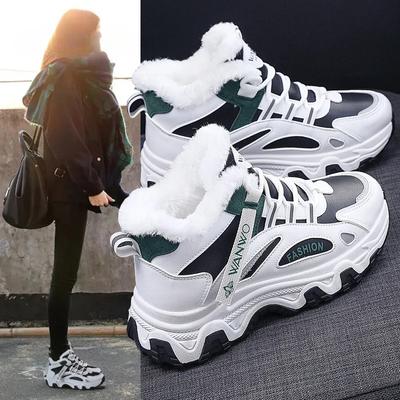 Chunky Platform pluche gevulkaniseerde schoenen Mode Plus Fluweel Warm Casual Hardloopschoen voor Dames Winter Dames Sneakers 40