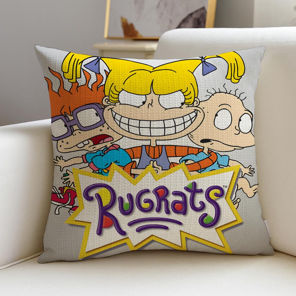 Nostalgic RRugratsS Cushion Cover Breathable and skinfriendly linen pillowcase square removable and washable cushion