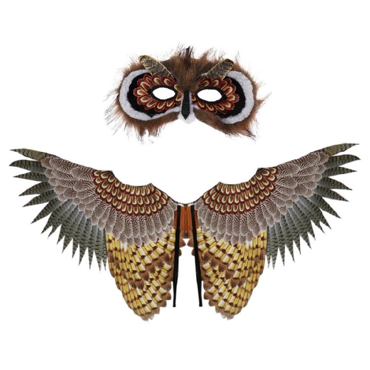 Halloween Owl Mask Animal Cosplay Dress Up Wing Owl Wing Bird Wing Kindergarten Party Favors for Kid 1