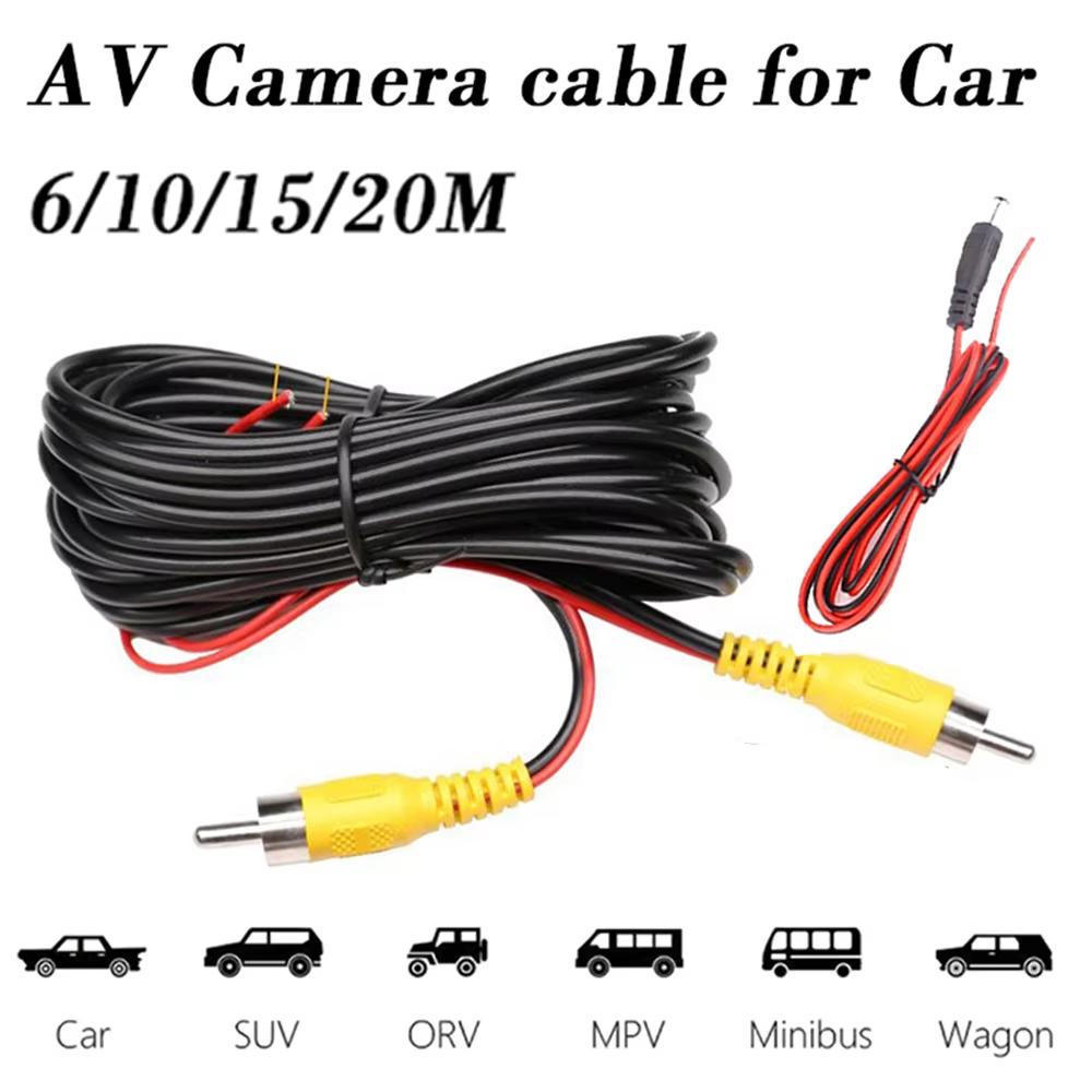 RCA Male To Male Car Reverse Rear View Parking Camera Video Extension Cable Cord with Trigger Detection Wire 5m 10m 15m 20m