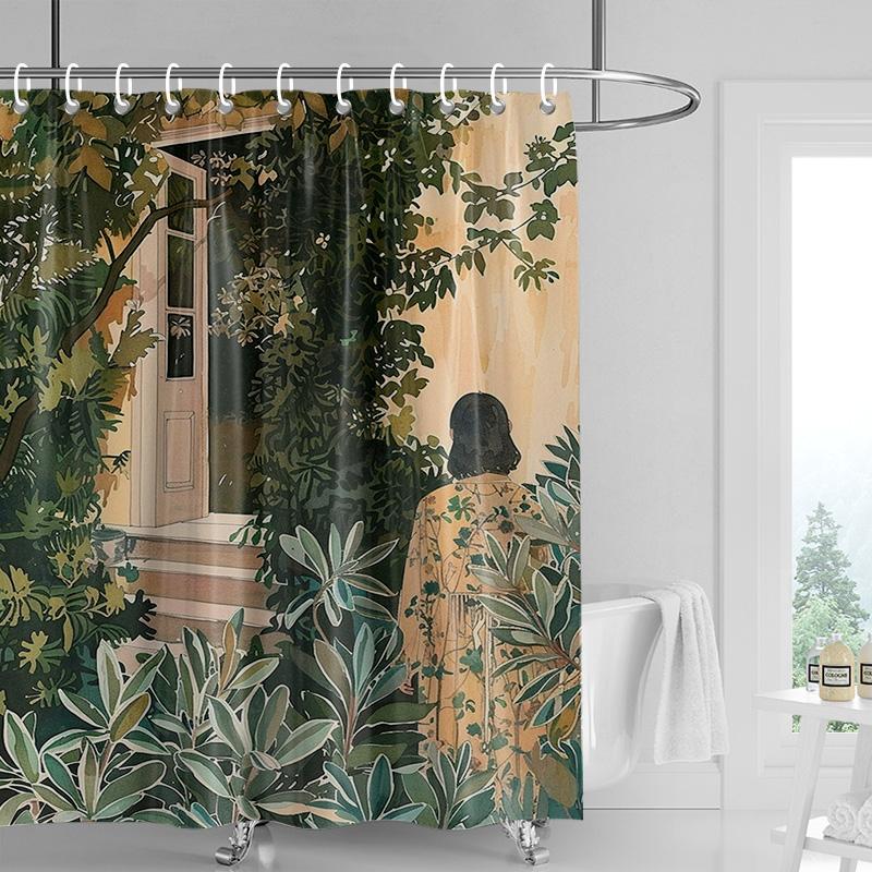 

Abstract Art Illustration Bathroom Shower Curtain Waterproof Fabric Modern Nordic Bathroom Curtain Shower Curtain 180X200Cm W60H190(CM)-1 Pcs