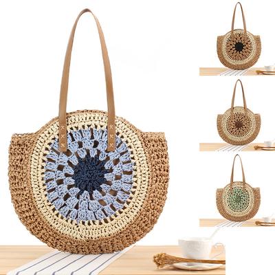 New Arrival Trendy Round Minimalist Chic Paper Rope Woven Intricate Cutout Handmade Summer Beach Vacation Stylish Women's Purse