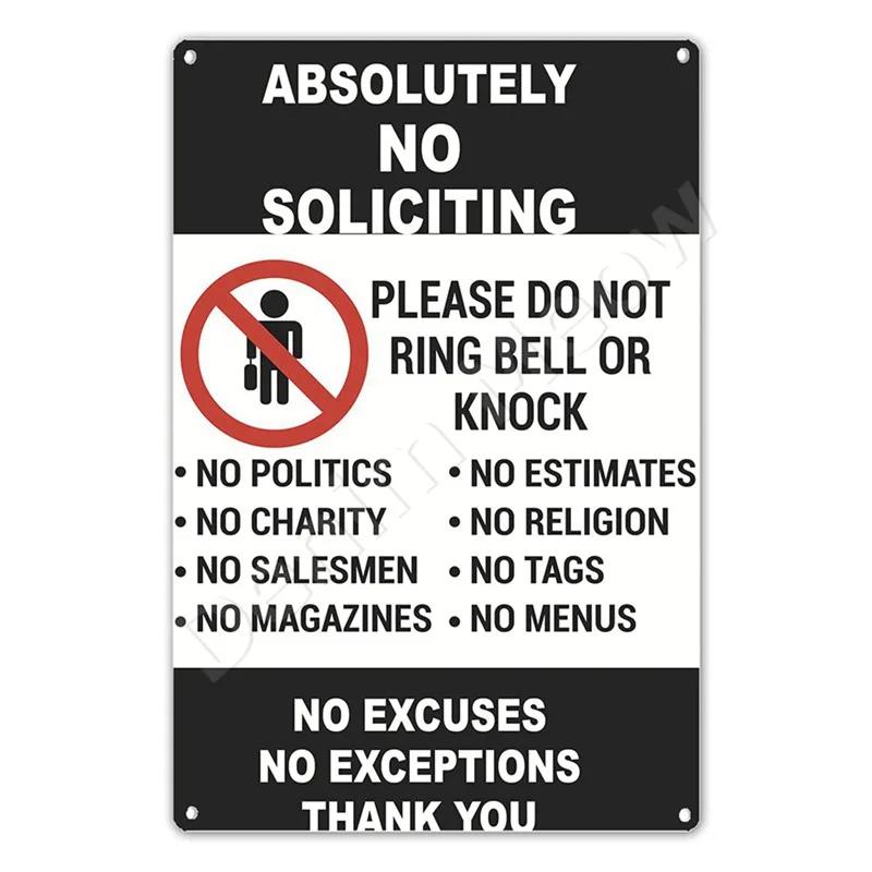 No Soliciting Funny Metal Sign for House Office Shop Decor Please Do Not Knock Or Ring Doorbell Warning Sign Halloween Decor